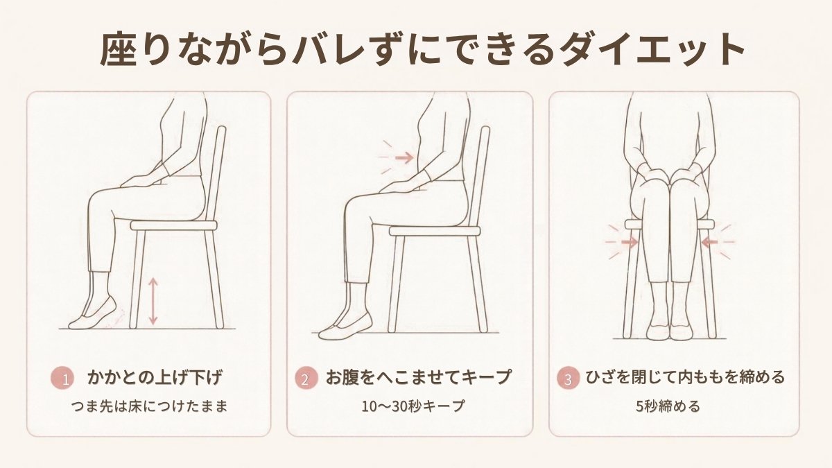 座りながらバレずにできるダイエット3つ