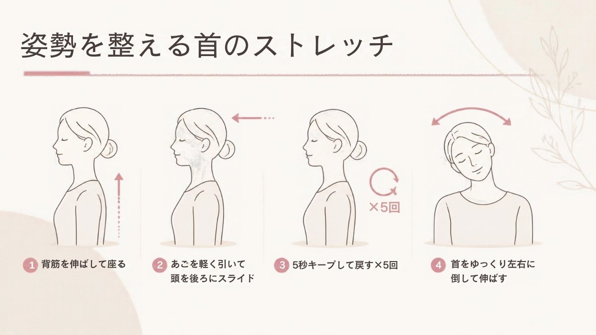 姿勢を整える首のストレッチの手順
